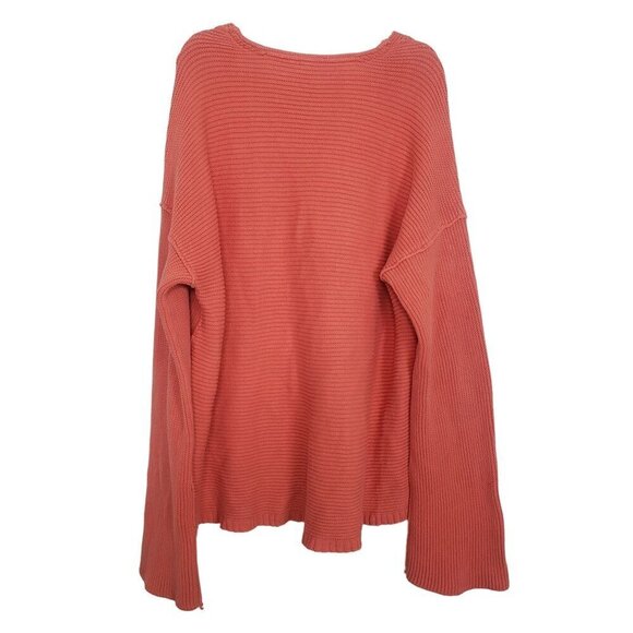Free People La Brea Sweater Ribbed Oversized Chunky Knit Coral Womens Size Mediu - Picture 7 of 12